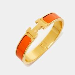 Hermès  Bracelet Clic H Orange Enamel Gold Plated Bracelet