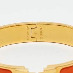 Hermès  Bracelet Clic H Orange Enamel Gold Plated Bracelet