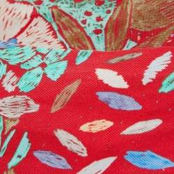 Pre Owned Hermes Red Chacun Fait Son Nid Silk Twilly
