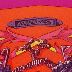 Pre Owned Hermès Orange Le Mors a La Conetable Silk Scarf