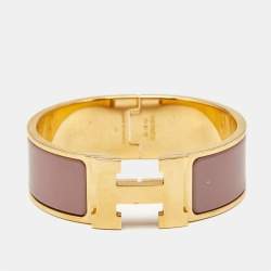 Hermes Clic Clac H Enamel Gold Plated Bracelet