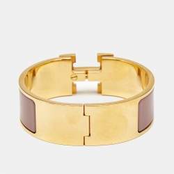 Hermes Clic Clac H Enamel Gold Plated Bracelet