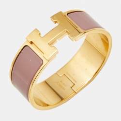 Hermes Clic Clac H Enamel Gold Plated Bracelet