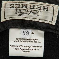 Hermès Black Rabbit Felt Fedora Hat Size 59
