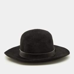 Hermès Black Rabbit Felt Fedora Hat Size 59