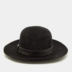Hermès Black Rabbit Felt Fedora Hat Size 59