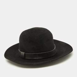 Hermès Black Rabbit Felt Fedora Hat Size 59