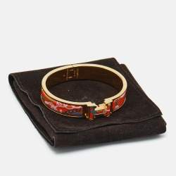 Pre Owned Hermès Clic H Panoplie Equestre Enamel Gold Plated Bracelet