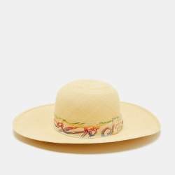 Pre Owned Hermes Cream Straw Brides De Gala Hat Size 56