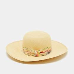 Pre Owned Hermes Cream Straw Brides De Gala Hat Size 56