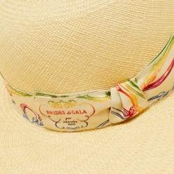 Pre Owned Hermes Cream Straw Brides De Gala Hat Size 56
