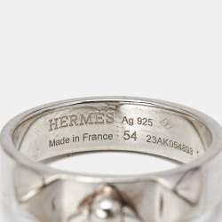 Pre Owned Hermès Collier De Chien Sterling Silver 925 Ring Size 54