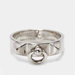 Pre Owned Hermès Collier De Chien Sterling Silver 925 Ring Size 54