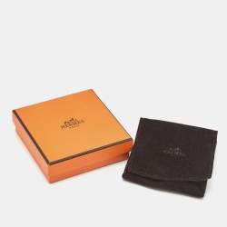 Pre Owned Hermes Caleche Orange Enamel Gold Plated Bracelet