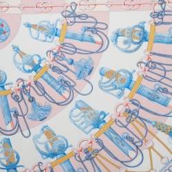 Pre Owned Hermes White Cliquetis Print Scarf 