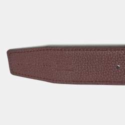Pre Owned Hermes Noir/Bordeaux Box and Togo Leather H Au Carre Reversible Belt 90 CM