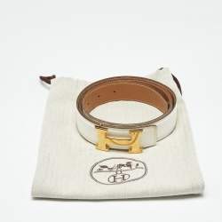 Pre Owned Hermès Blanc Epsom Leather H Buckle Belt 90 CM