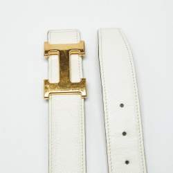 Pre Owned Hermès Blanc Epsom Leather H Buckle Belt 90 CM