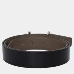Pre Owned Hermes Reversible Leather Belt With Gamma Buckle