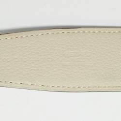 Pre Owned Hermes Bleu de Malte/Craie Box and Togo Leather Reversible Belt Strap 95 CM