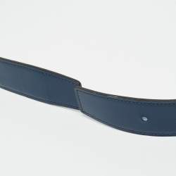 Pre Owned Hermes Bleu de Malte/Craie Box and Togo Leather Reversible Belt Strap 95 CM