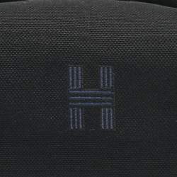 Pre Owned Hermes Noir/Bleu Nuit Canvas Small Bride-A-Brac Pouch
