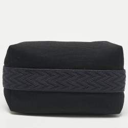 Pre Owned Hermes Noir/Bleu Nuit Canvas Small Bride-A-Brac Pouch