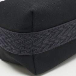 Pre Owned Hermes Noir/Bleu Nuit Canvas Small Bride-A-Brac Pouch