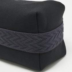 Pre Owned Hermes Noir/Bleu Nuit Canvas Small Bride-A-Brac Pouch