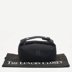 Pre Owned Hermes Noir/Bleu Nuit Canvas Small Bride-A-Brac Pouch