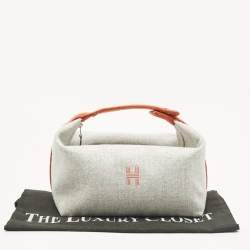 Pre Owned Hermès Gris Flanelle Canvas Large Bride-a-Brac Pouch
