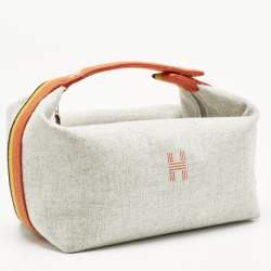 Pre Owned Hermès Gris Flanelle Canvas Large Bride-a-Brac Pouch