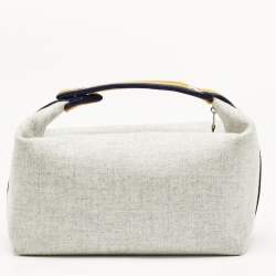 Pre Owned Hermès Gris Flanelle Canvas Large Bride-a-Brac Pouch