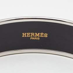 Pre Owned Hermès Printed Enamel Palladium Plated Set of 2 Bangle Bracelet