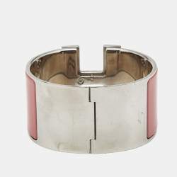 Pre Owned Hermès Clic Clac H Enamel Palladium Plated Bracelet