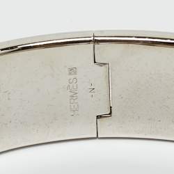 Pre Owned Hermes Clic Clac H Enamel Palladium Plated Wide Bracelet