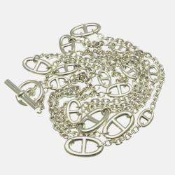 Pre Owned Hermes Chaine D'ancre Silver Pendant Necklace 