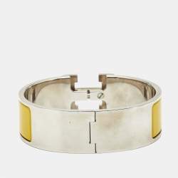 مملوكة مسبقًا سوار هيرمس كليك كلاك إتش إيناميل أصفر مطلي بلاديوم