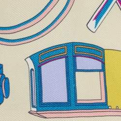 Pre Owned Hermes Beige Silk Les Voitures A Transformation Twilly