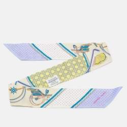 Pre Owned Hermes Beige Silk Les Voitures A Transformation Twilly