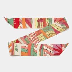 Pre Owned Hermès Orange Silk Astrologie Nouvelle Twilly