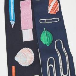 Pre Owned Hermès Marine /Vert Vif Silk In the Pocket Twilly