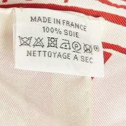 Pre Owned Hermès White/Red Silk Jeu de Scarf