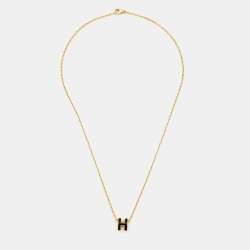 مملوكة مسبقًا قلادة هيرمس ميني بوب H مطلية بالذهب وإيناميل