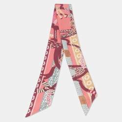 Pre Owned Hermès Rose Pink Fantaisie d'etriers Silk Twilly 