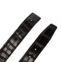 Pre Owned Hermes Black Porosus Crocodile Leather Belt Strap 85cm