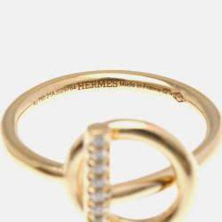 Pre Owned خاتم هيرميس إشابي ماسي ذهب وردي 18 قيراط خاتم موضة ماسات