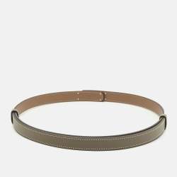 Pre Owned Hermes Etoupe Epsom Leather Palladium Finish Kelly 18 Adjustable Belt