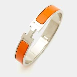 مملوكة مسبقًا سوار هيرمس كليك أتش إنامل برتقالي مطلي بالبلاديوم