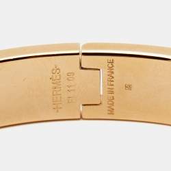 Pre Owned Hermes  Clic H Pink Enamel Rose Gold Tone Bracelet
